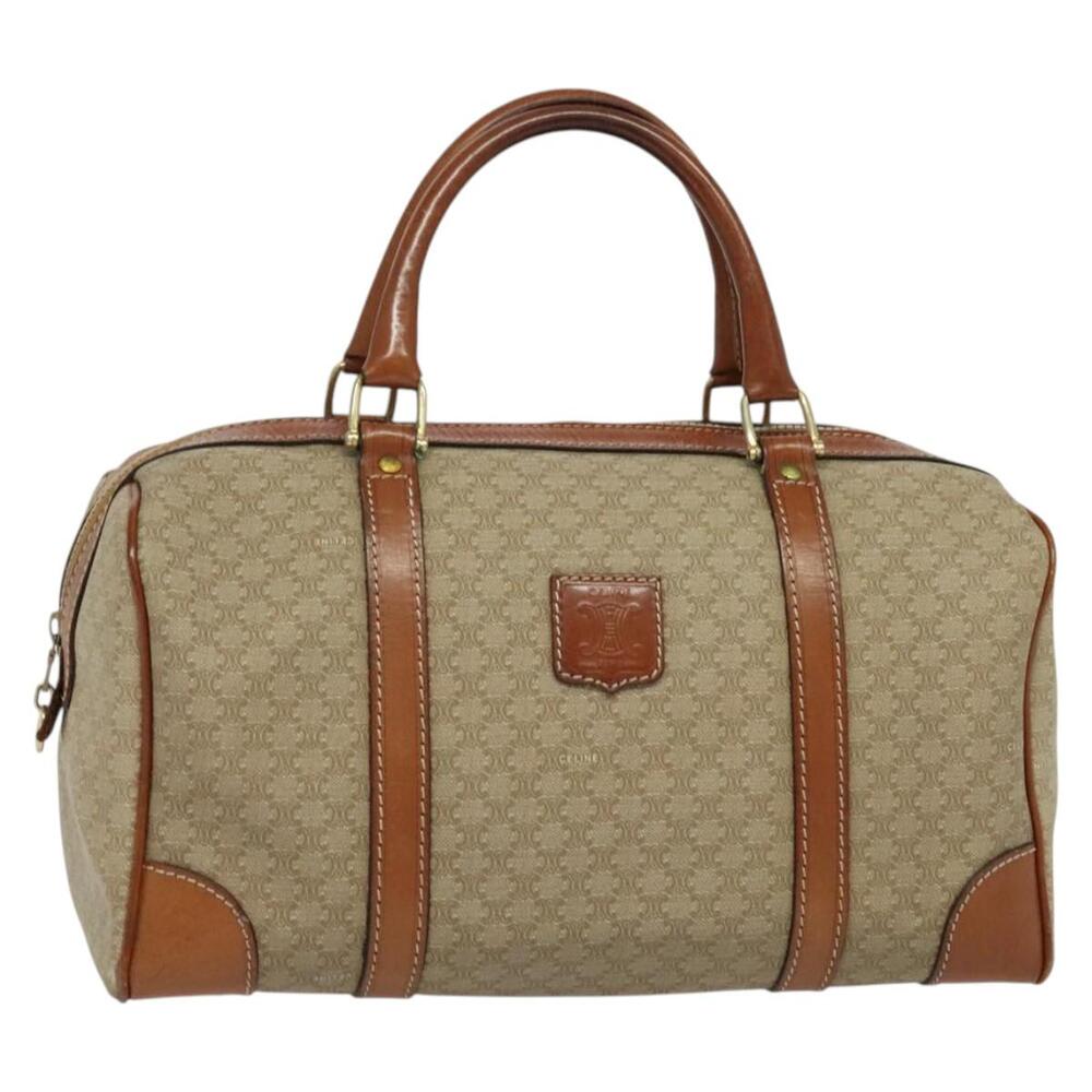 CELINE Macadam Canvas Boston Bag Pvc Beige Gold